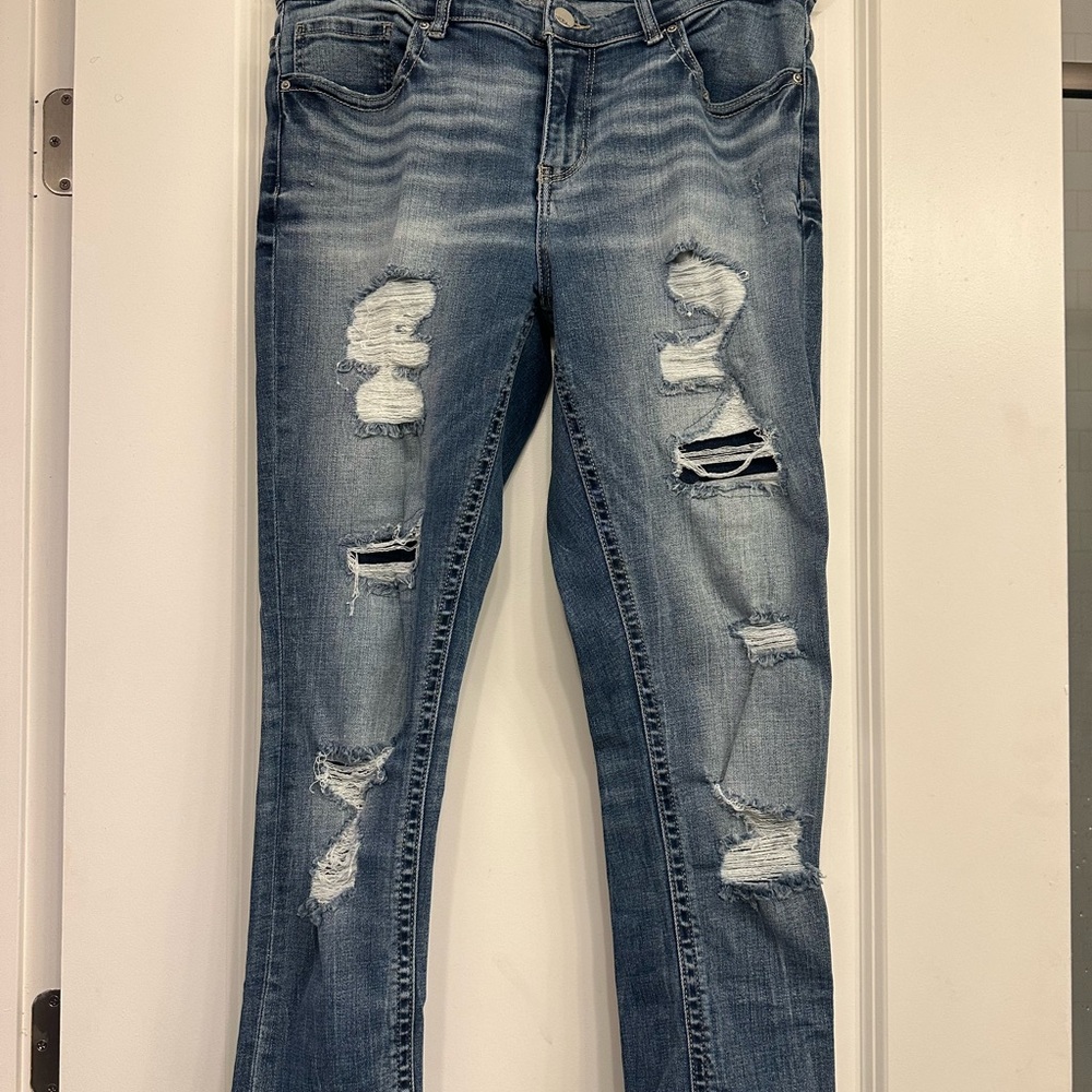 Distressed Blue Jeans